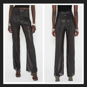 Zara Shimmery Straight Leg Pants Festive Shinny
